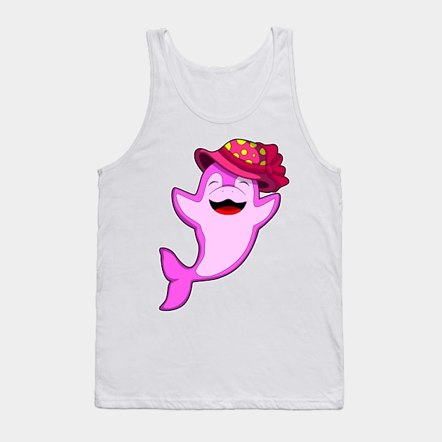 Dolphin with red Hat Tank Top by Markus Schnabel